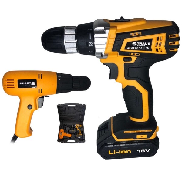 Trade Shop - Set 2pz Trapano Elettrico 710w + Avvitatore Doppia Batteria 18v Accessori Iw017