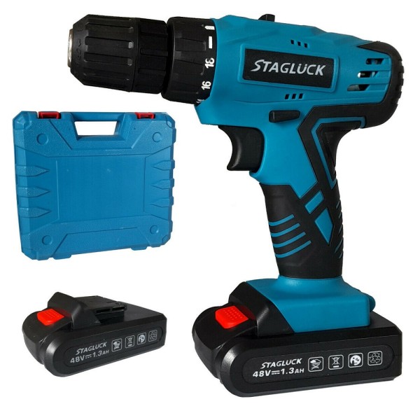 Trade Shop - Trapano Avvitatore A Batteria Litio Valigetta 48v 1.3ah 2 Batterie 2 Velocità