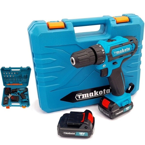 Trade Shop - Trapano Avvitatore A Doppia Batteria Litio 18v 2ah Valigia 24 Accessori Tm331d
