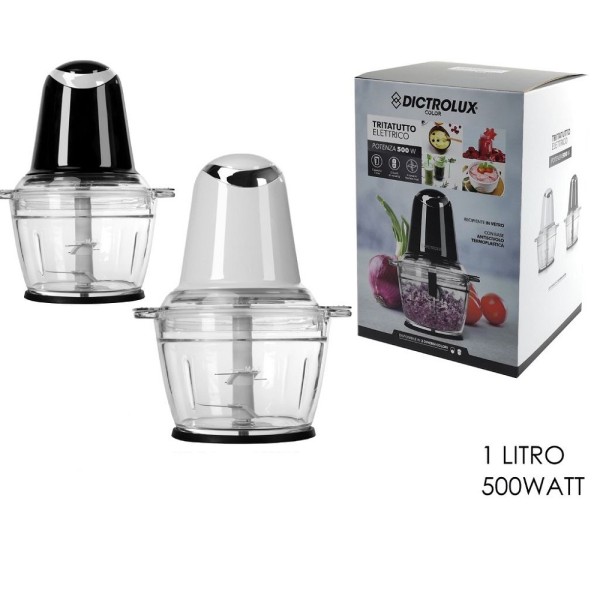 Trade Shop - Tritatutto Elettrico 3in1 500 W 1 Lt 2 Velocità Base Antiscivolo 2 Colori 584301