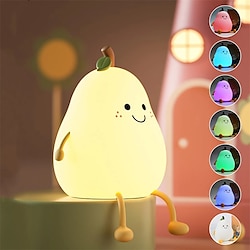 led pera luce notturna frutta oscuramento lampada da tavolo in silicone camera da letto decorazione comodino con tocco ricaricabile usb a 7 colori e timer Lightinthebox