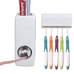 set dispenser dentifricio e portaspazzolino spremiagrumi automatico a muro e porta spazzolini organizer bagno accessori bagno (5 alloggiamenti per spazzole) Lightinthebox